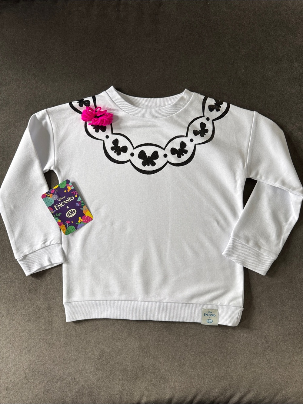 Girls Disney Encanto x CAMP Mirabel White Sweatshirt Butterflies Size M 7/8 RARE